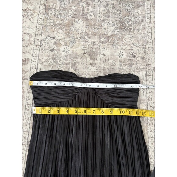 Lulus Whimsical Beauty Black Satin Plisse Strapless Maxi Dress Size Small Formal - Picture 7 of 10